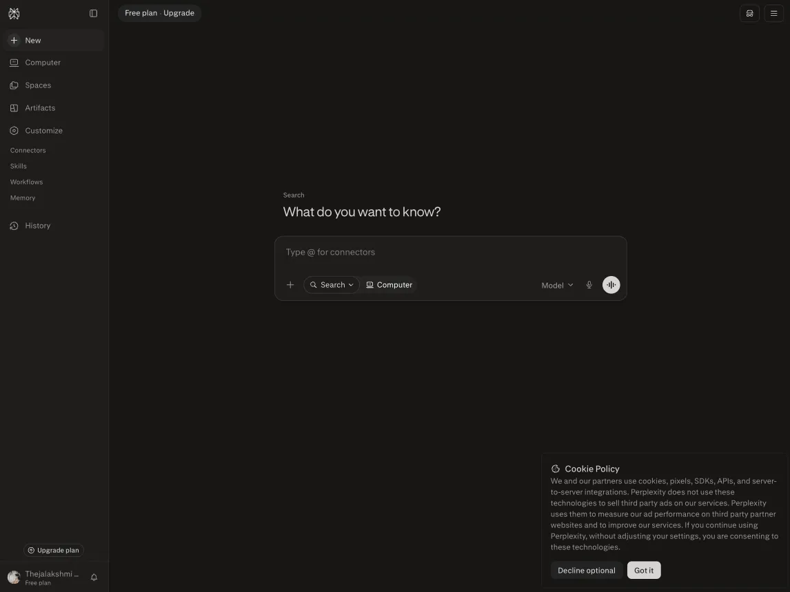 Perplexity website