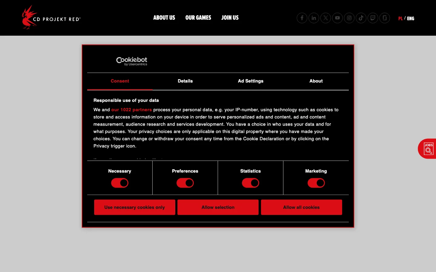 CD PROJEKT RED website