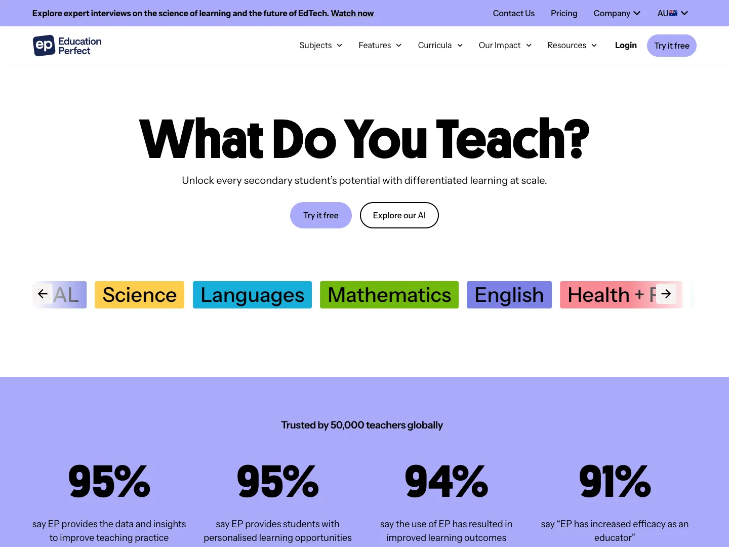 Education Perfect website