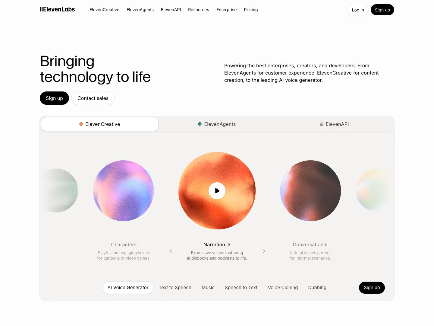 Elevenlabs website
