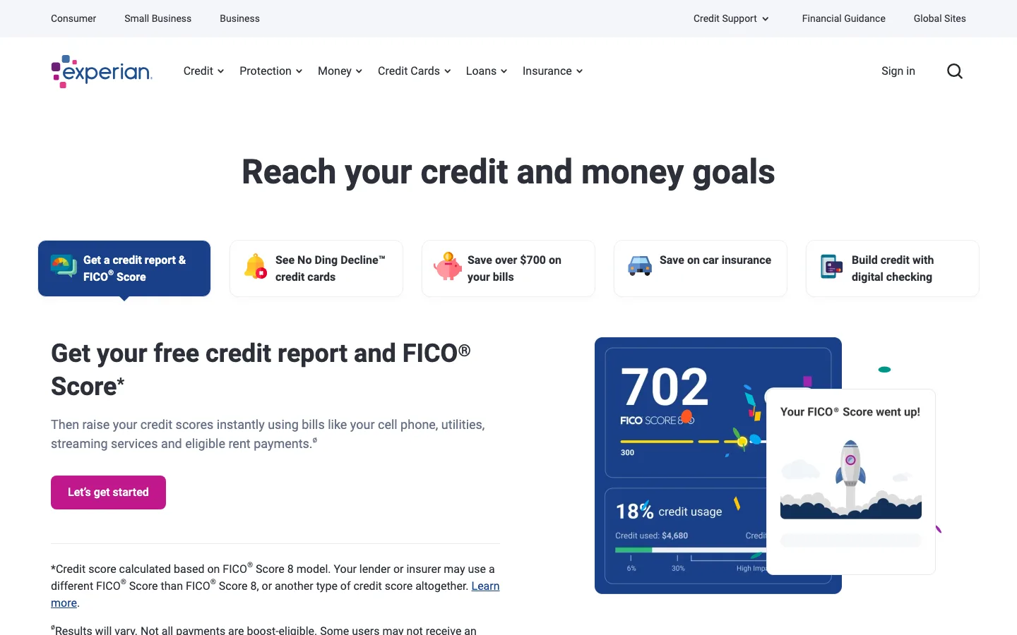 Experian website