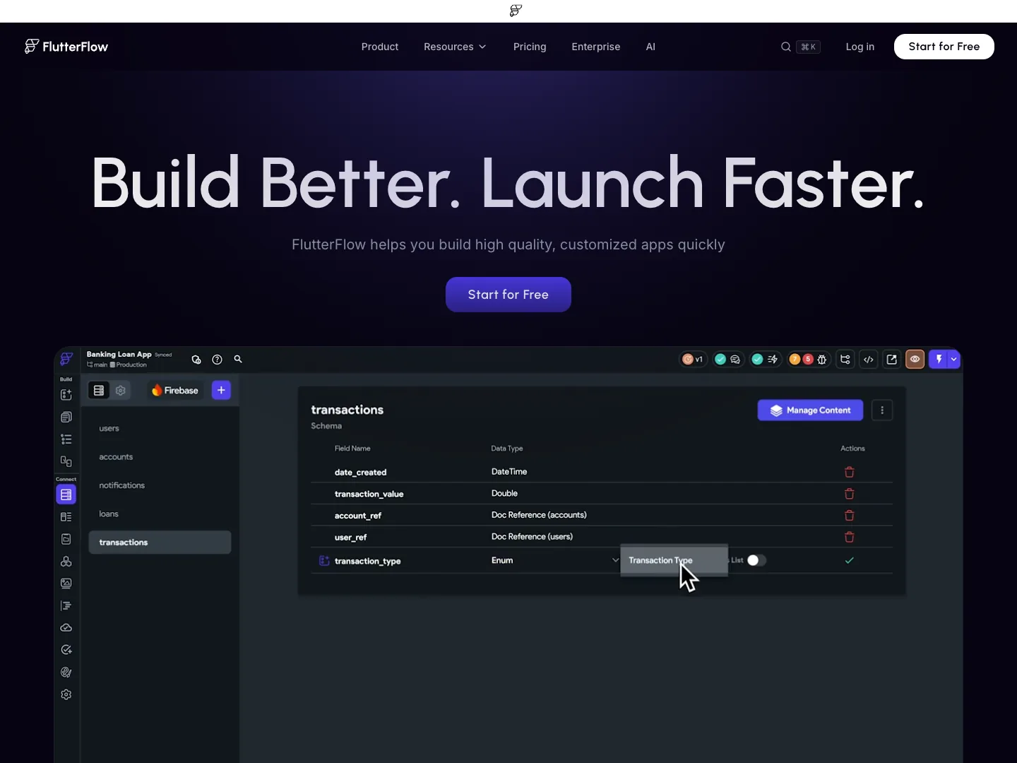 Flutterflow website
