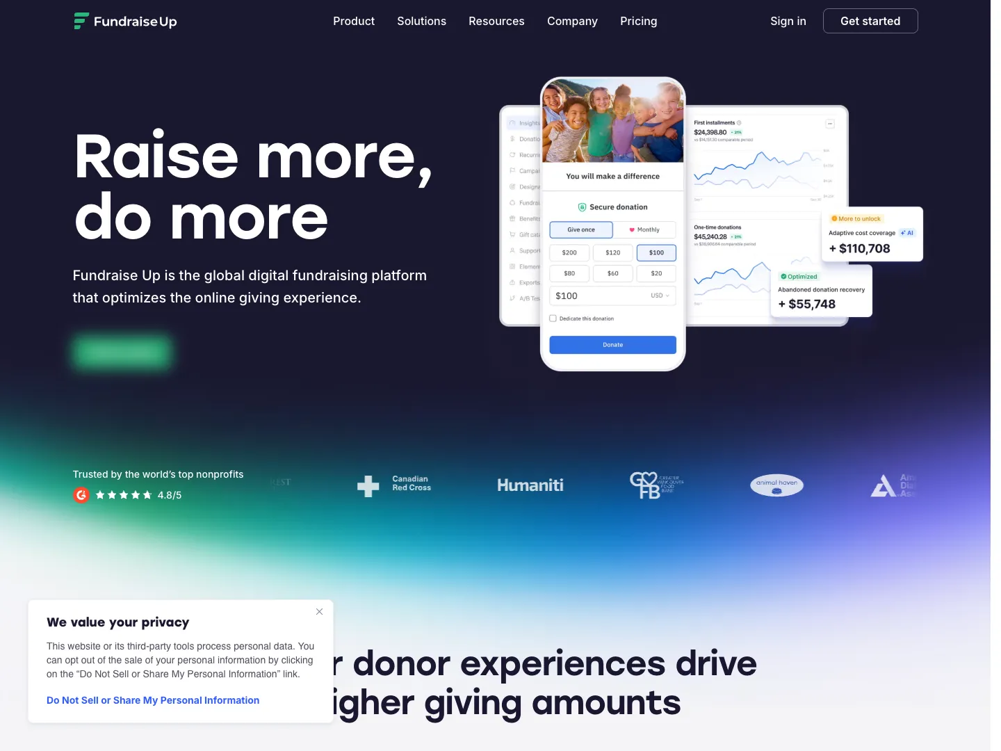 Fundraise Up website