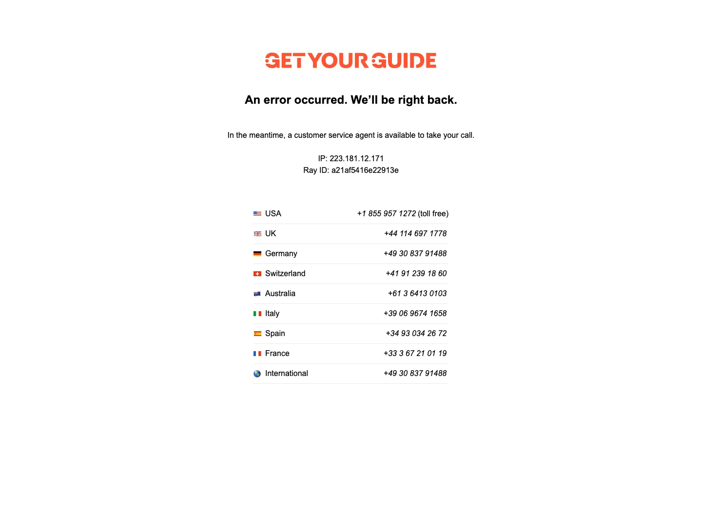 Getyourguide website