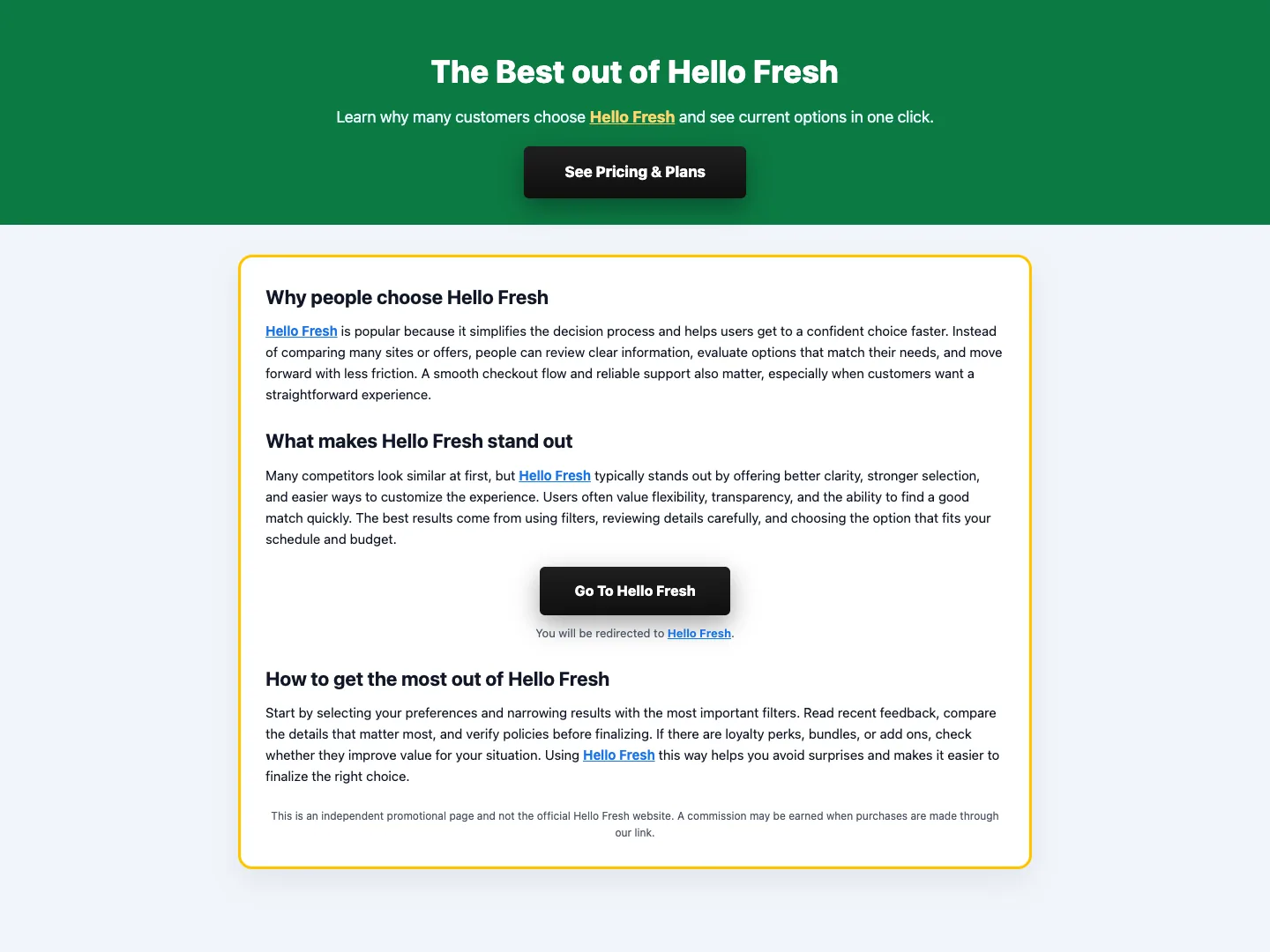 Hellofresh website