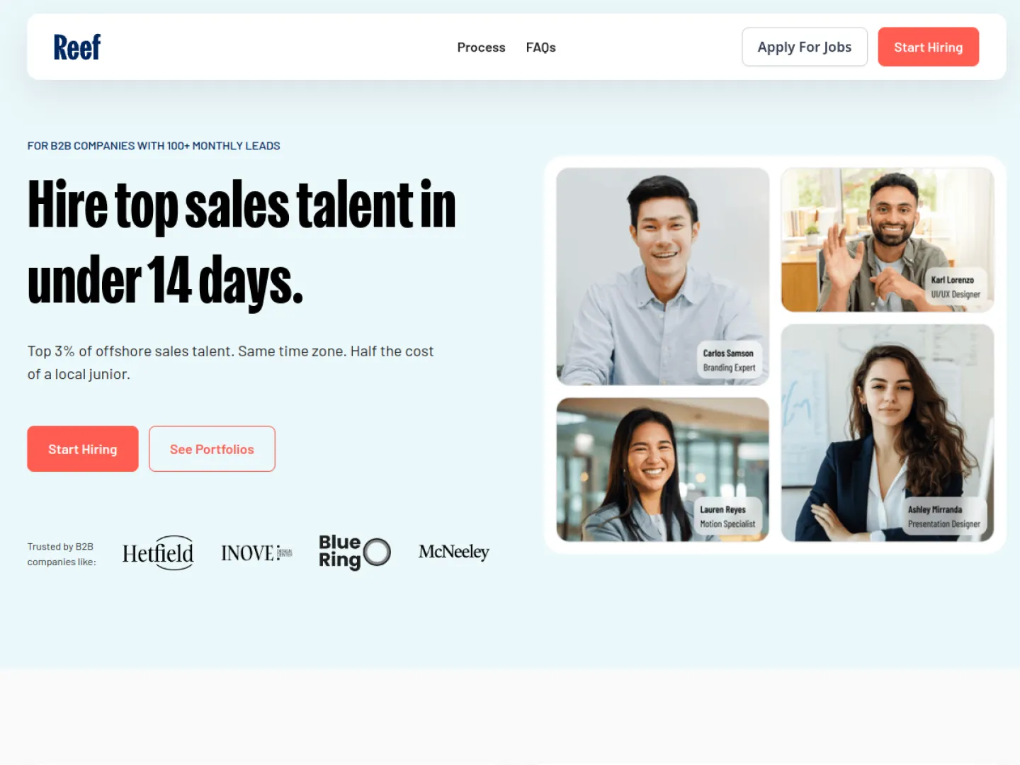 Hire with Reef website