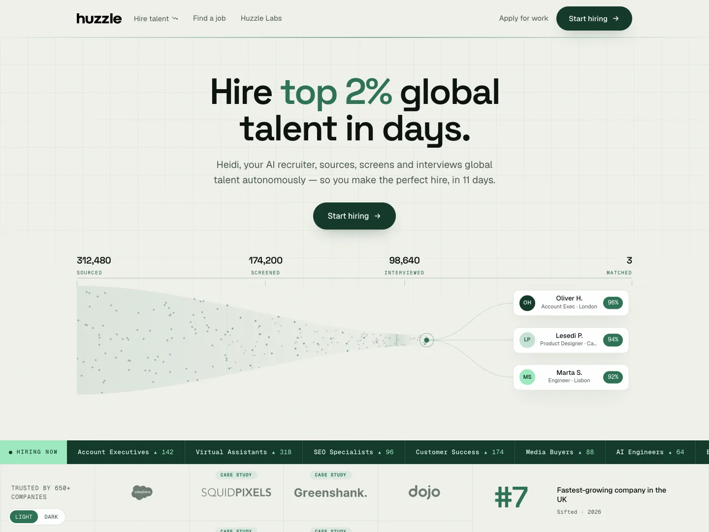 Huzzle website