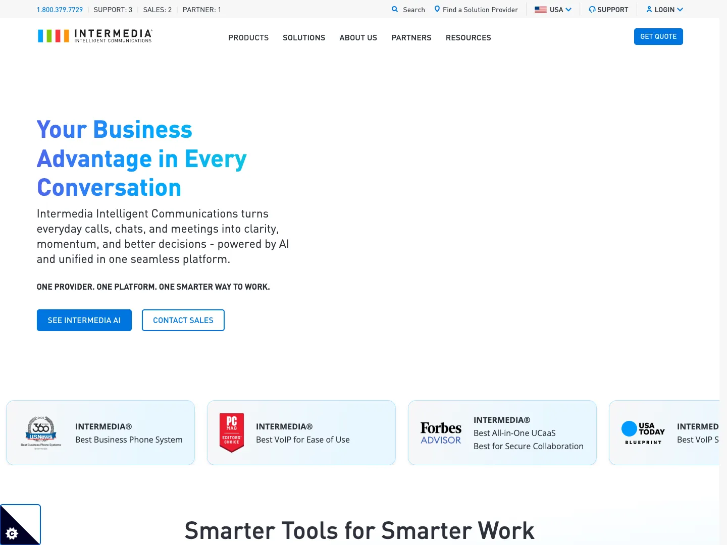 Intermedia Intelligent Communications website