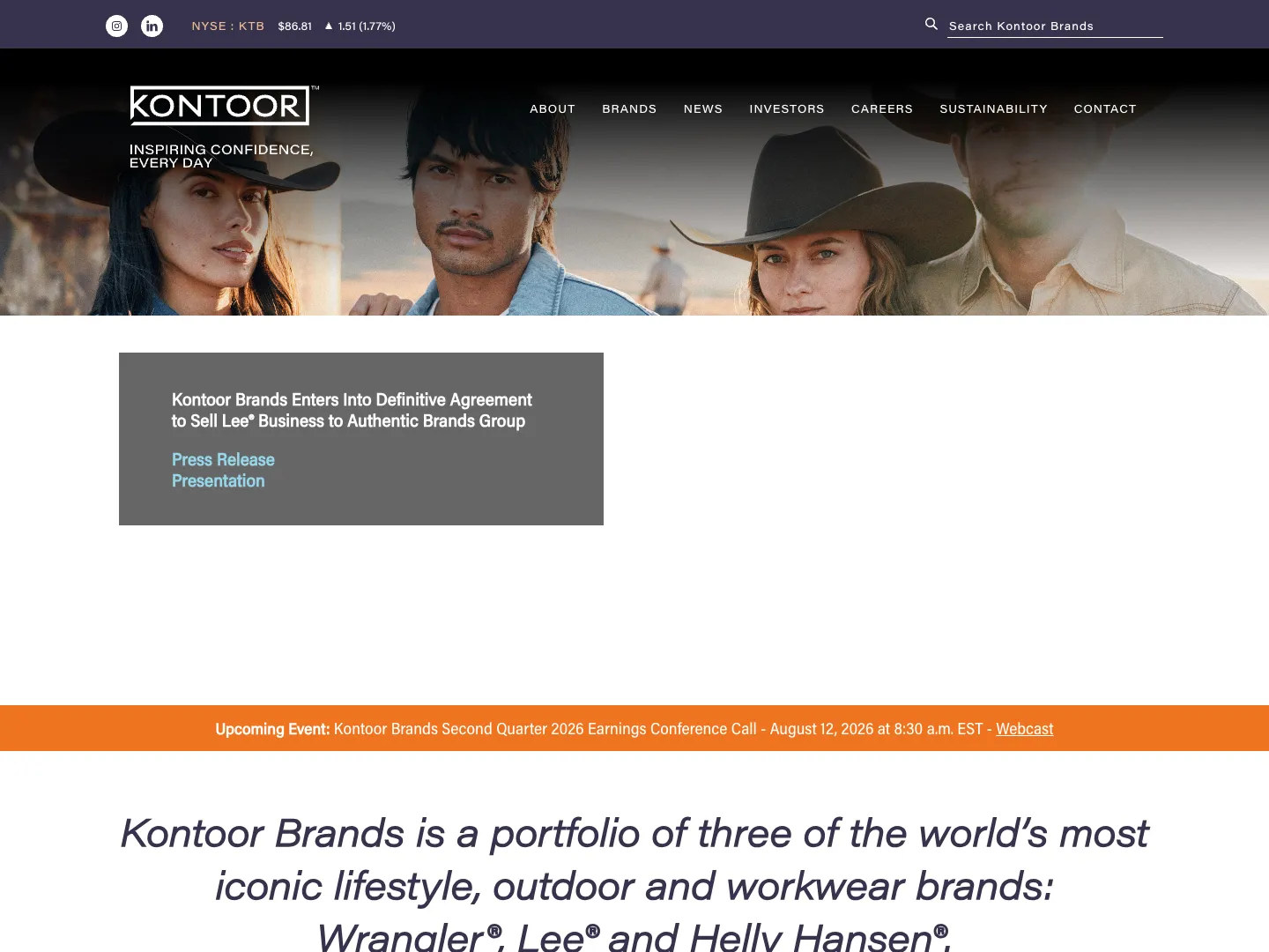 Kontoor Brands website