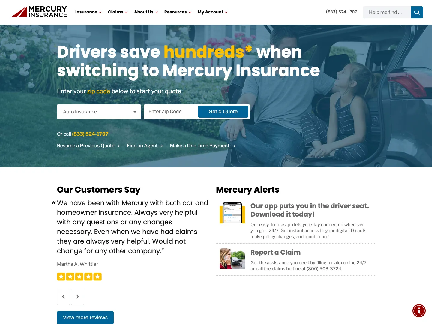 Mercury Insurance website