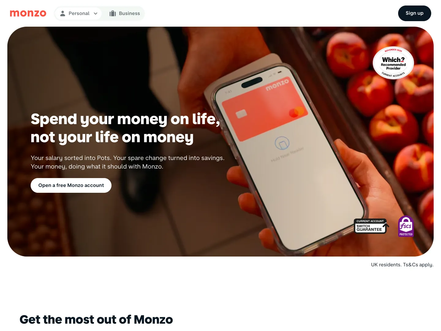 Monzo website