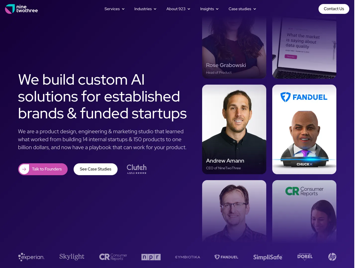 NineTwoThree AI Studio website