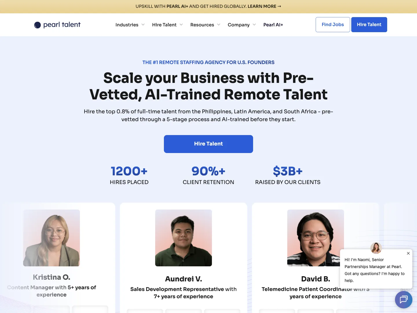 Pearl Talent website