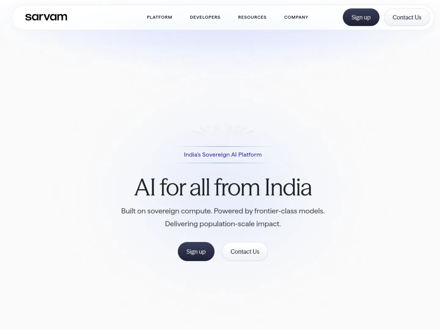 Sarvam website