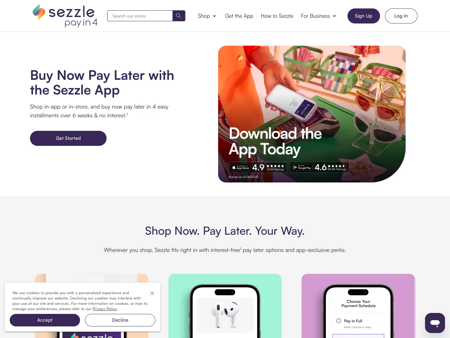 Sezzle website