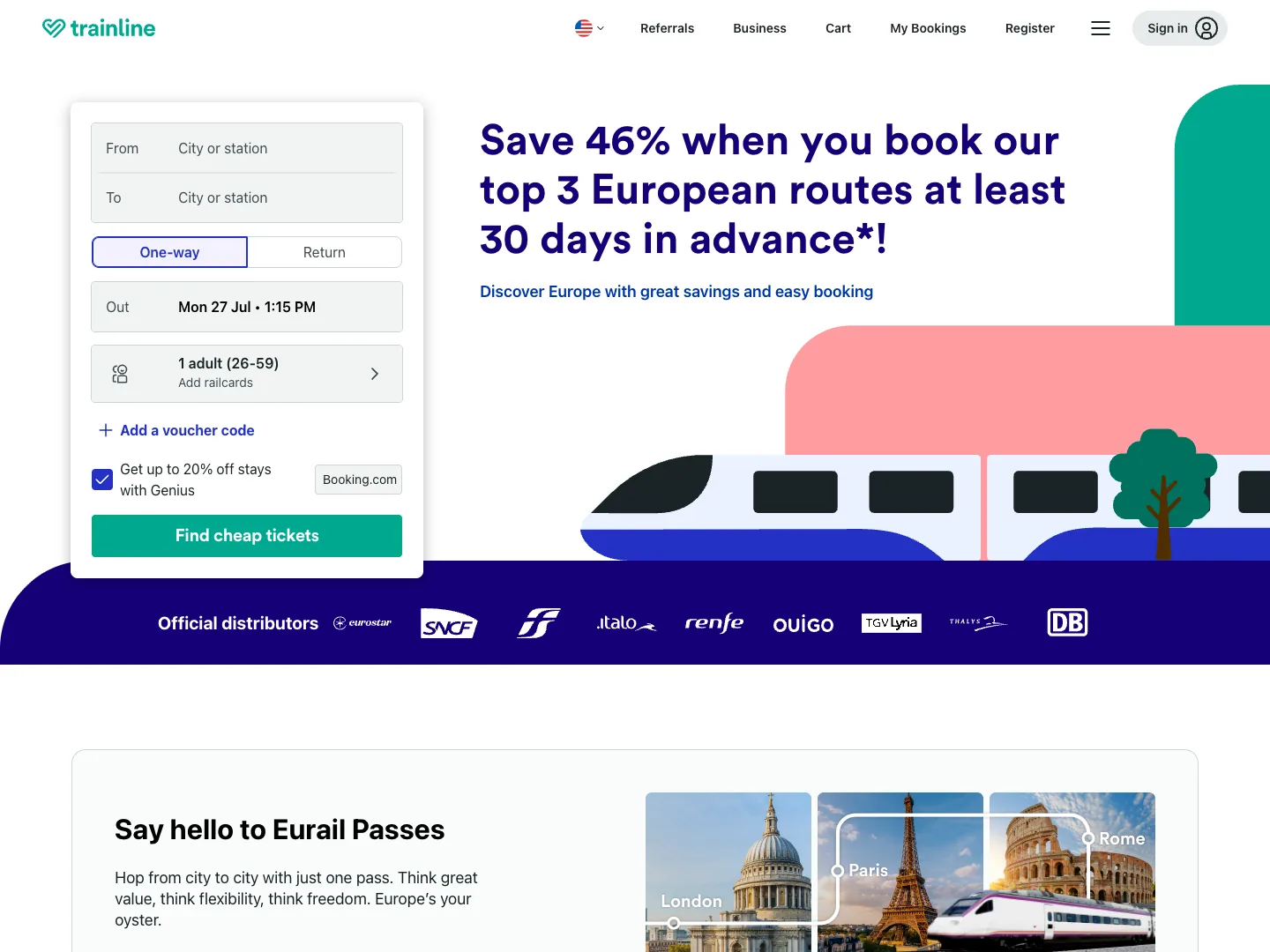 Trainline website