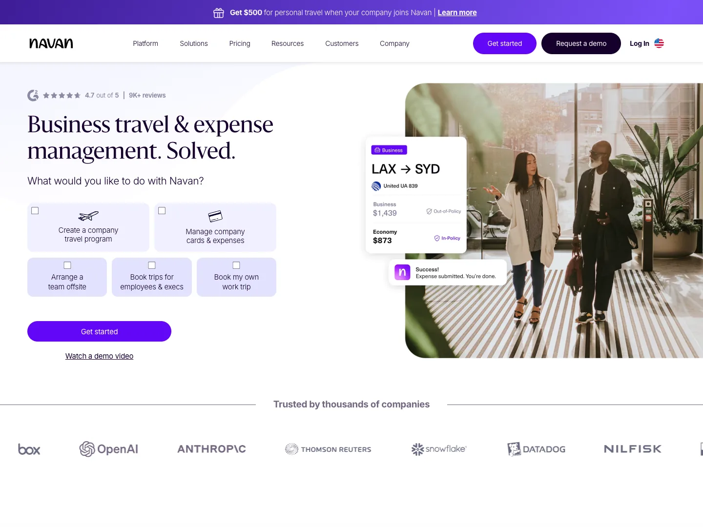 Tripactions website