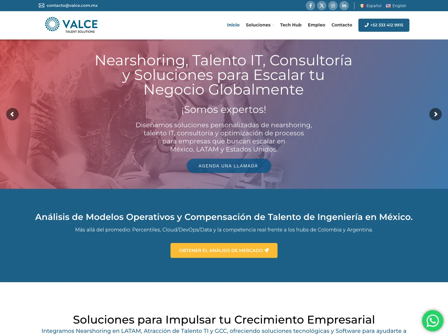 Valce Talent Solutions website