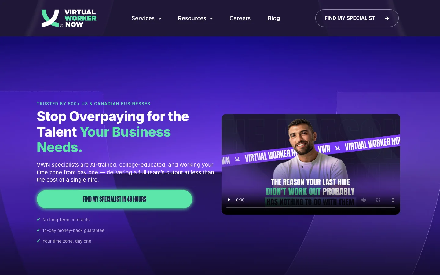 Virtual Worker Now website