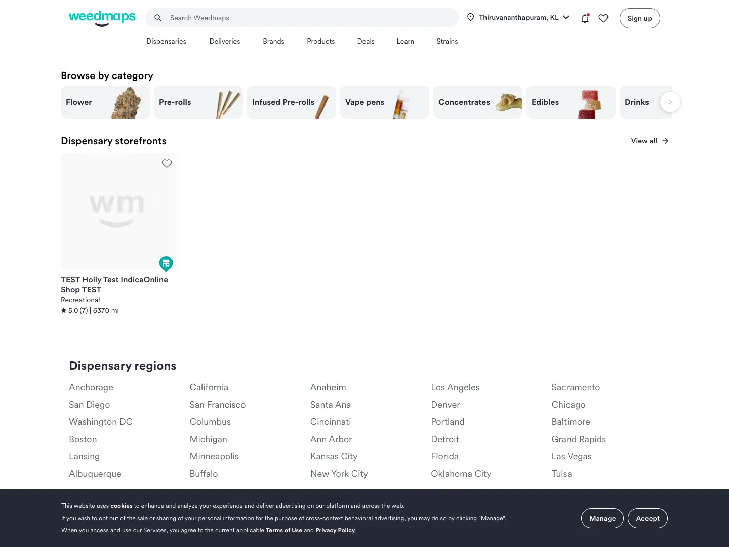 Weedmaps website